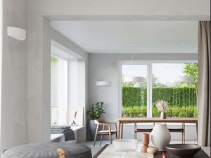 Miniaturka 10 - Jasna aranżacja z białą lampą LED w stylu japandi