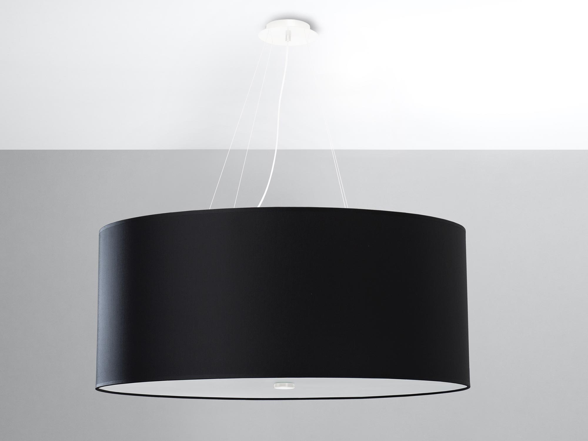 Czarna designerska lampa LED wisząca z miękkim światłem