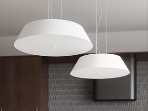 Miniaturka 6 - Biała lampa LED wisząca nad wyspą kuchenną w stylu modern