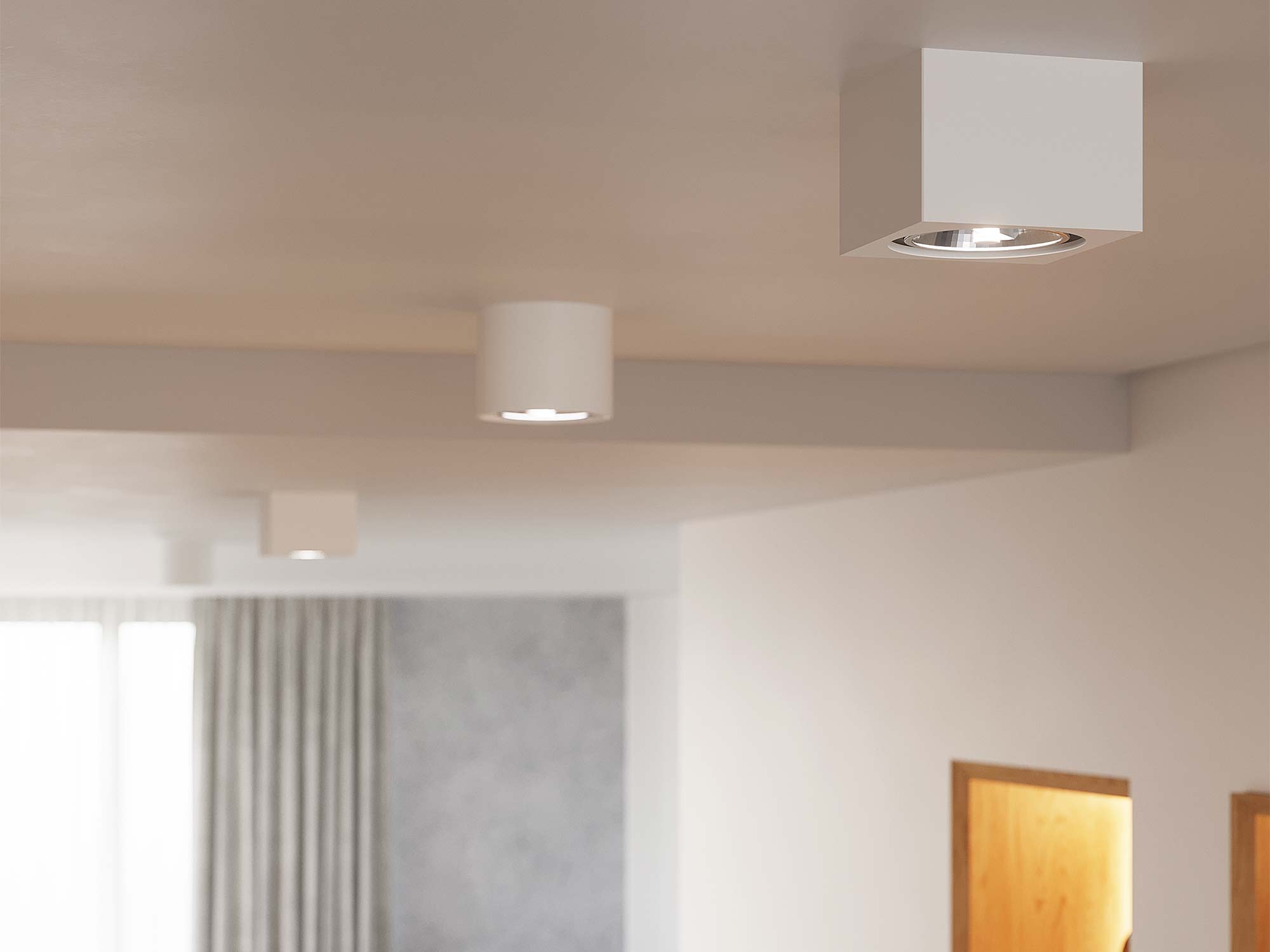 Oświetlenie sufitowe w nowoczesnym korytarzu Oświetlenie sufitowe w nowoczesnym korytarzu