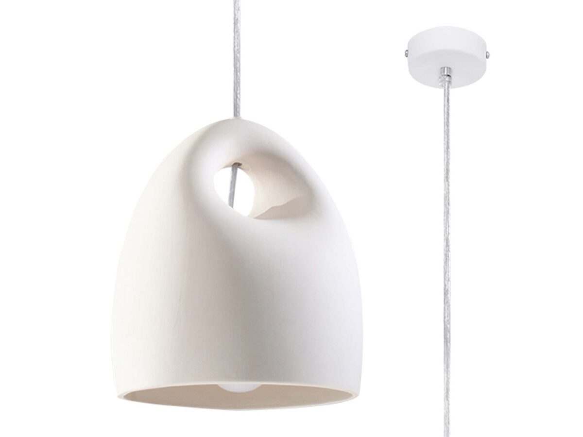 Elegante Keramik-Pendelleuchte weiß 25 cm E27 ZENITH