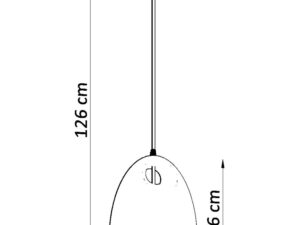Miniaturka 6 - Rysunek techniczny białej lampy wiszącej – wysokość 126 cm