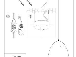 Miniaturka 7 - Schemat montażu ceramicznej lampy wiszącej z zaokrąglonym kloszem