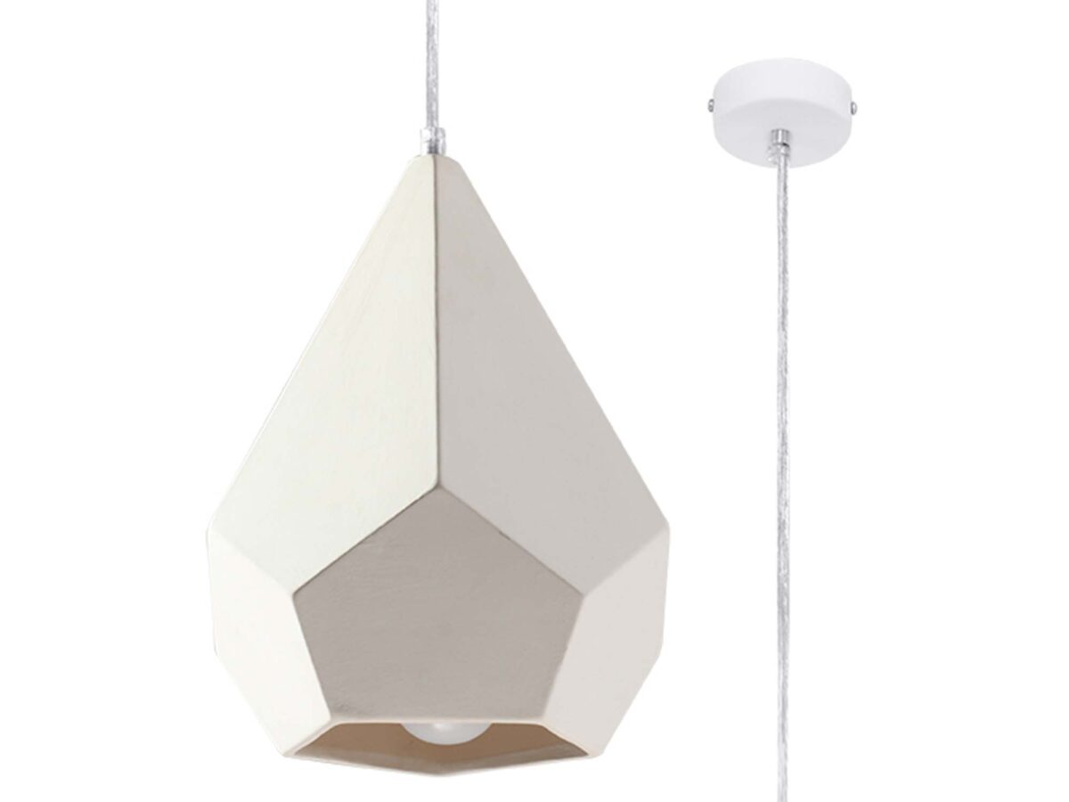 Bílá keramická závěsná lampa 25/35 cm PHOENIX