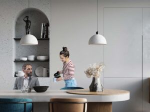 Miniaturka 4 - Lampa nad stołem w jadalni z oknami w stylu industrialnym