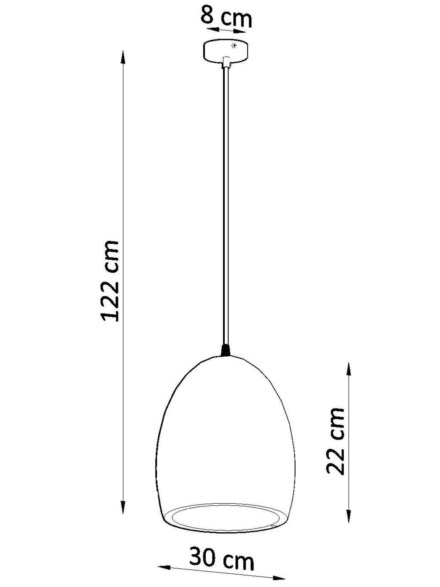 Szklana oprawa wisząca z prostym zawieszeniem – wysokość 122 cm Szklana oprawa wisząca z prostym zawieszeniem – wysokość 122 cm