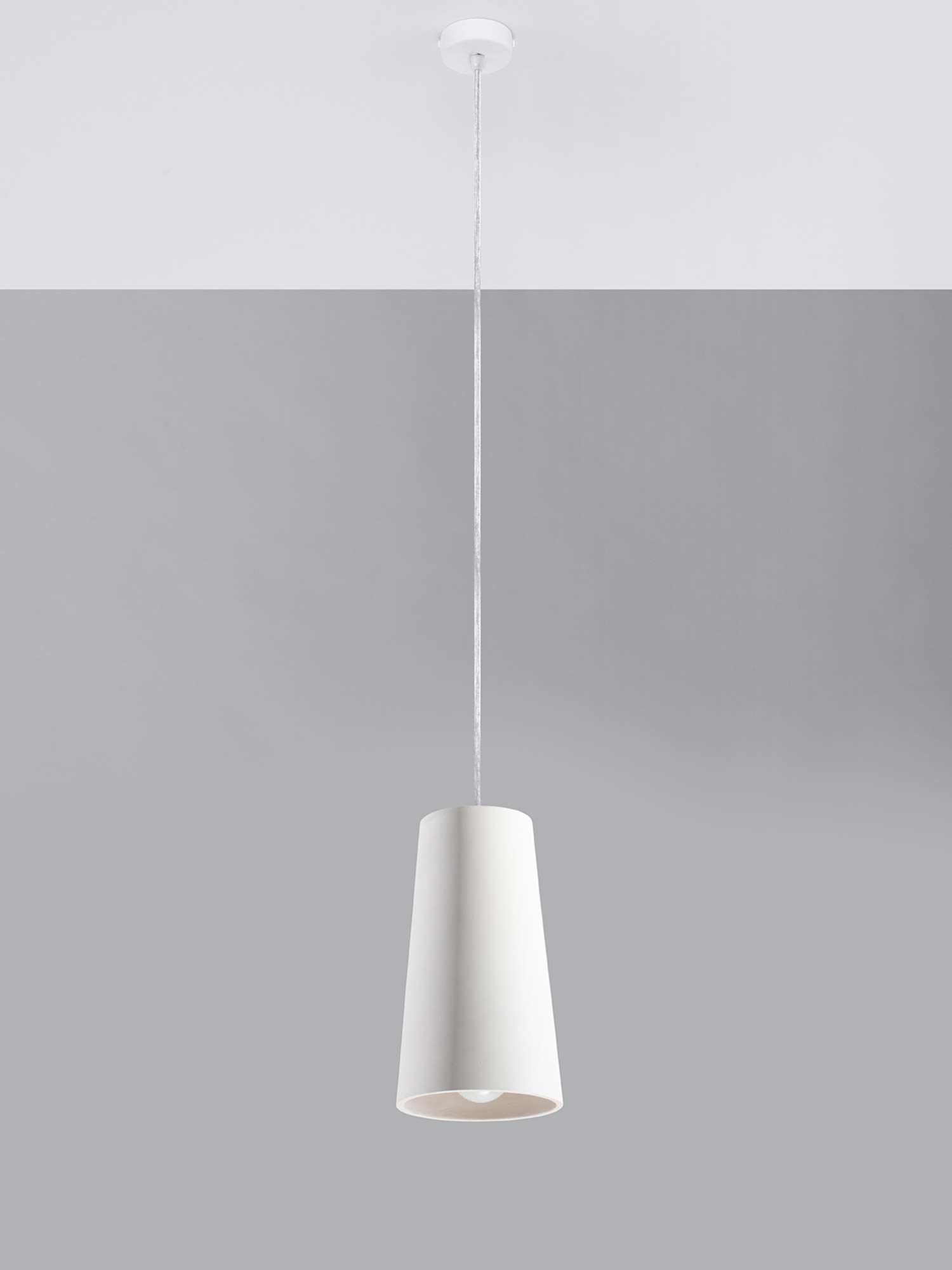 Biała wisząca lampa w kształcie tuby z długim kablem Biała wisząca lampa w kształcie tuby z długim kablem