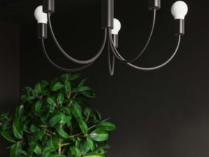 Miniaturka 4 - Żyrandol z pięcioma żarówkami w industrialnym wnętrzu