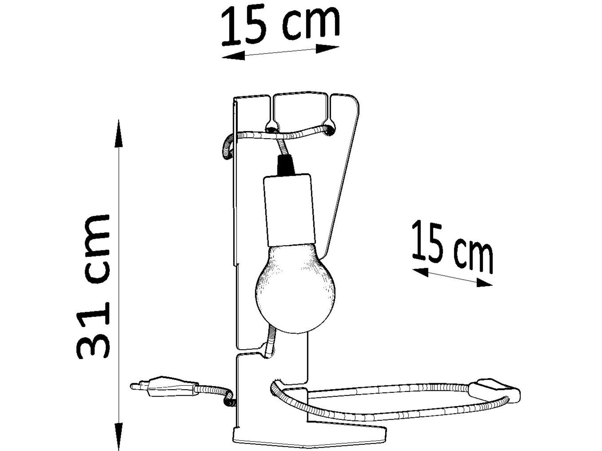 Rysunek techniczny lampki stołowej o wysokości 31 cm Rysunek techniczny lampki stołowej o wysokości 31 cm