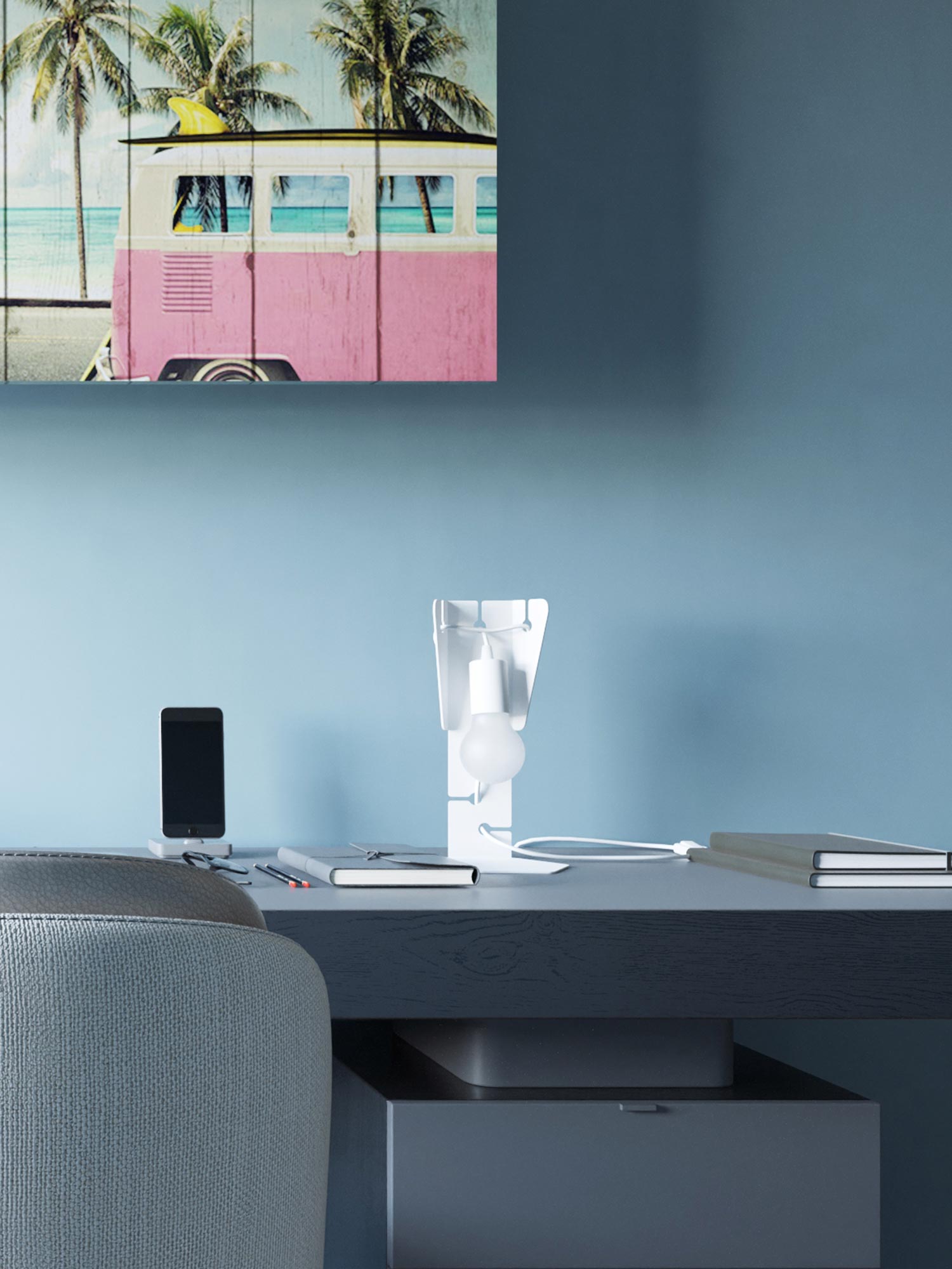 Lampa stołowa LED biała z przezroczystym abażurem Lampa stołowa LED biała z przezroczystym abażurem