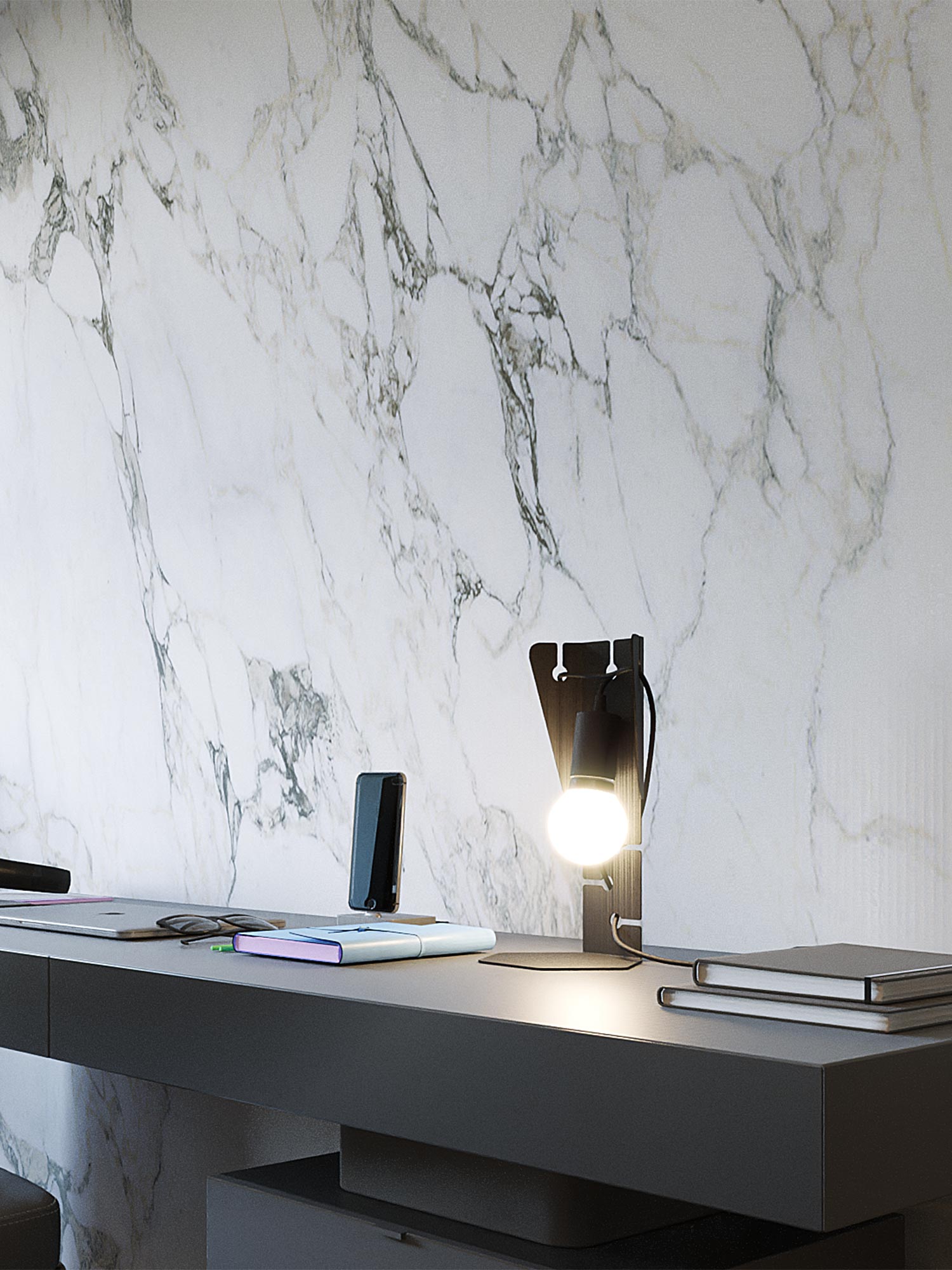 Lampa stołowa czarna z okrągłą podstawą i żarówką LED Lampa stołowa czarna z okrągłą podstawą i żarówką LED