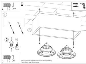 Miniatura 14 - Montážní schéma lampy LED wpuszczanej se dvěma reflektory