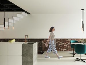 Miniaturka 11 - Lampa wisząca w kuchni z nowoczesnym wystrojem i wyspą
