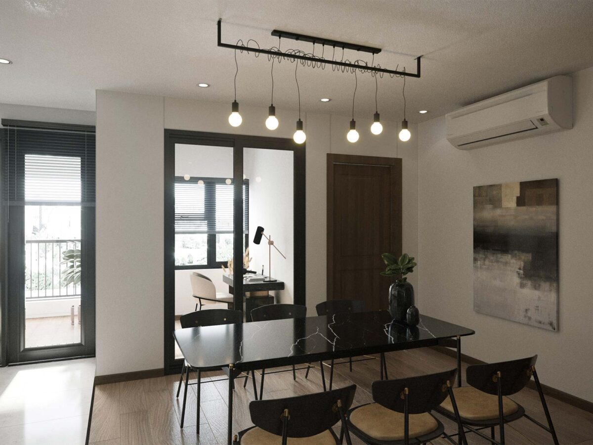 Moderní inspirace jídelny s osvětlením