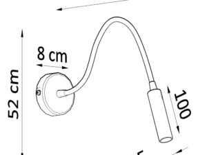 Miniaturka 6 - Rysunek techniczny z wymiarami kinkietu LED – długość 52 cm
