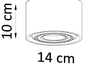 Miniaturka 6 - Schemat wymiarów lampy sufitowej drewnianej – 14 cm średnicy