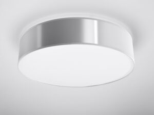 Miniaturka 5 - Lampa LED okrągła w kolorze srebrnym z mlecznym kloszem
