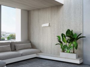 Miniaturka 5 - Jasny salon z kinkietem dekoracyjnym na beżowej tapecie