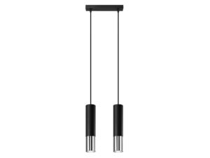 Miniatúra 14 - Čierna dvojitá LED lampa s oceľovým povrchom na bielom pozadí