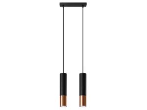 Miniaturka 4 - Lampa wisząca LED z dwoma tubami czarnymi z wykończeniem stalowym