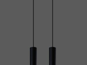 Miniaturka 10 - Designerska lampa wisząca LED z dwoma czarnymi tubami i złotem