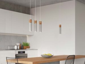 Miniaturka 4 - Nowoczesna lampa z cylindrycznym kloszem z szarego betonu i korka