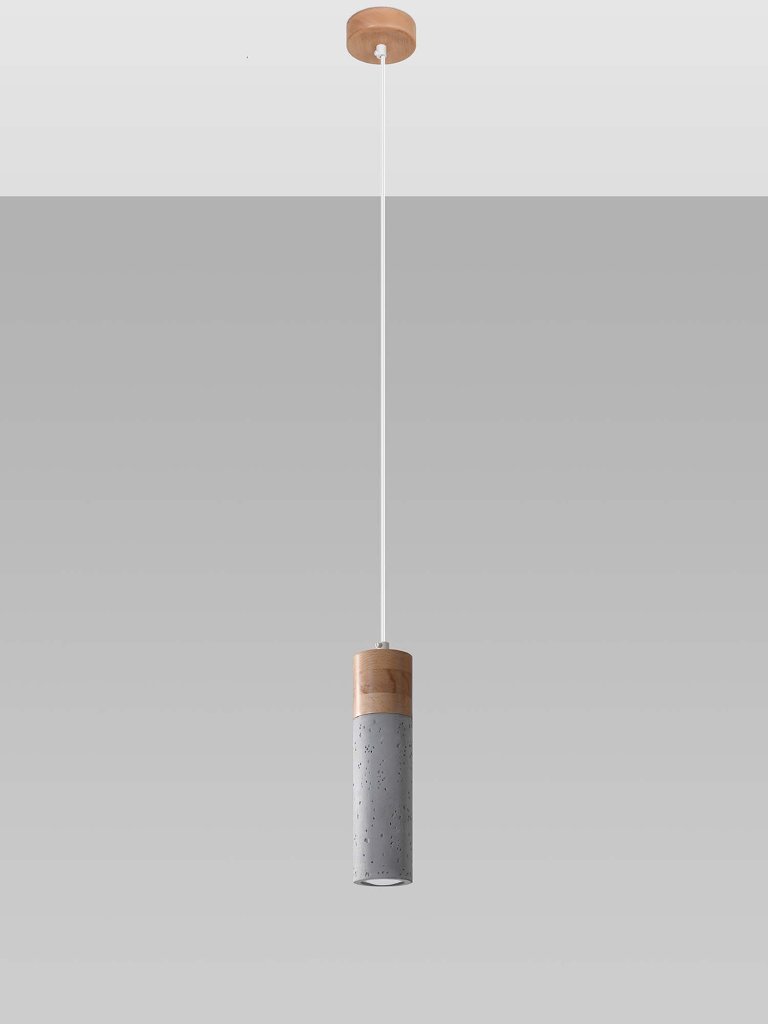 Wisząca lampa z jednym cylindrycznym kloszem z betonu Wisząca lampa z jednym cylindrycznym kloszem z betonu