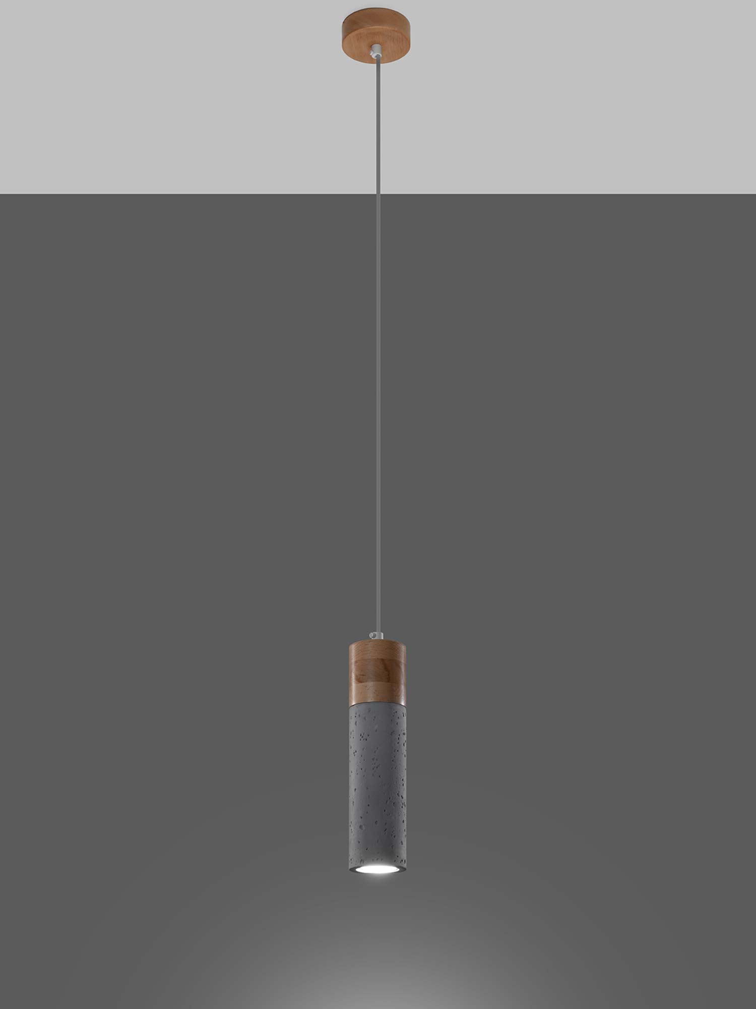 Betonowy zwis sufitowy z korkiem, pojedynczy punkt świetlny Betonowy zwis sufitowy z korkiem, pojedynczy punkt świetlny