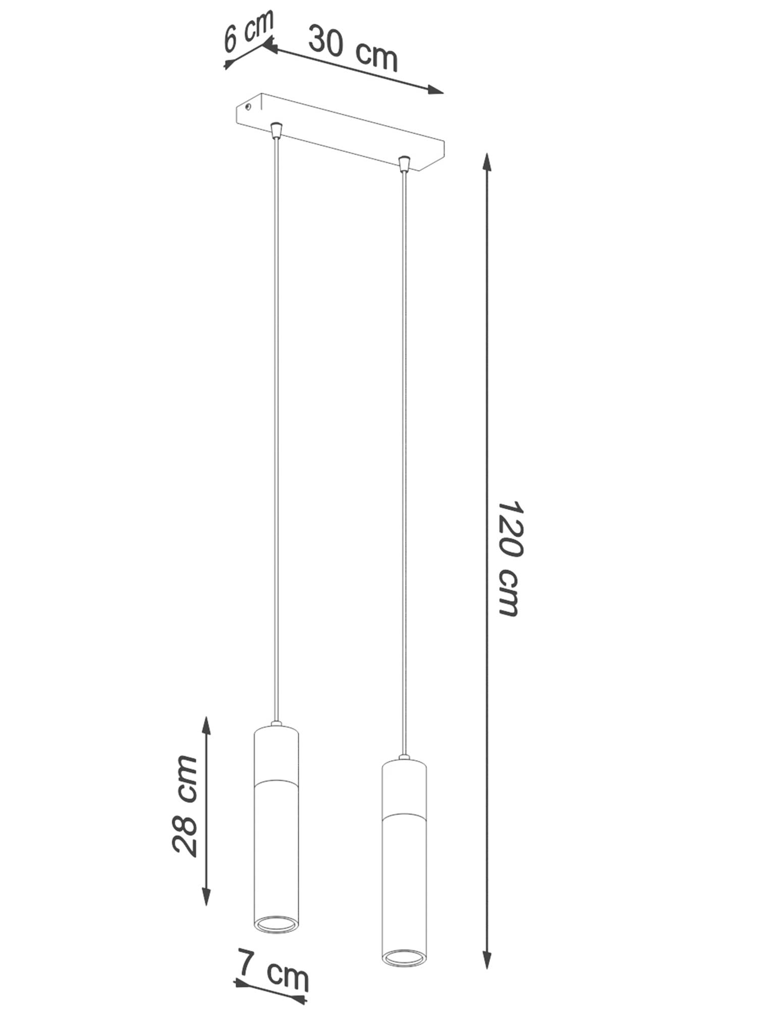 Rysunek lampy wiszącej z betonu i korka – wysokość całkowita 120 cm Rysunek lampy wiszącej z betonu i korka – wysokość całkowita 120 cm