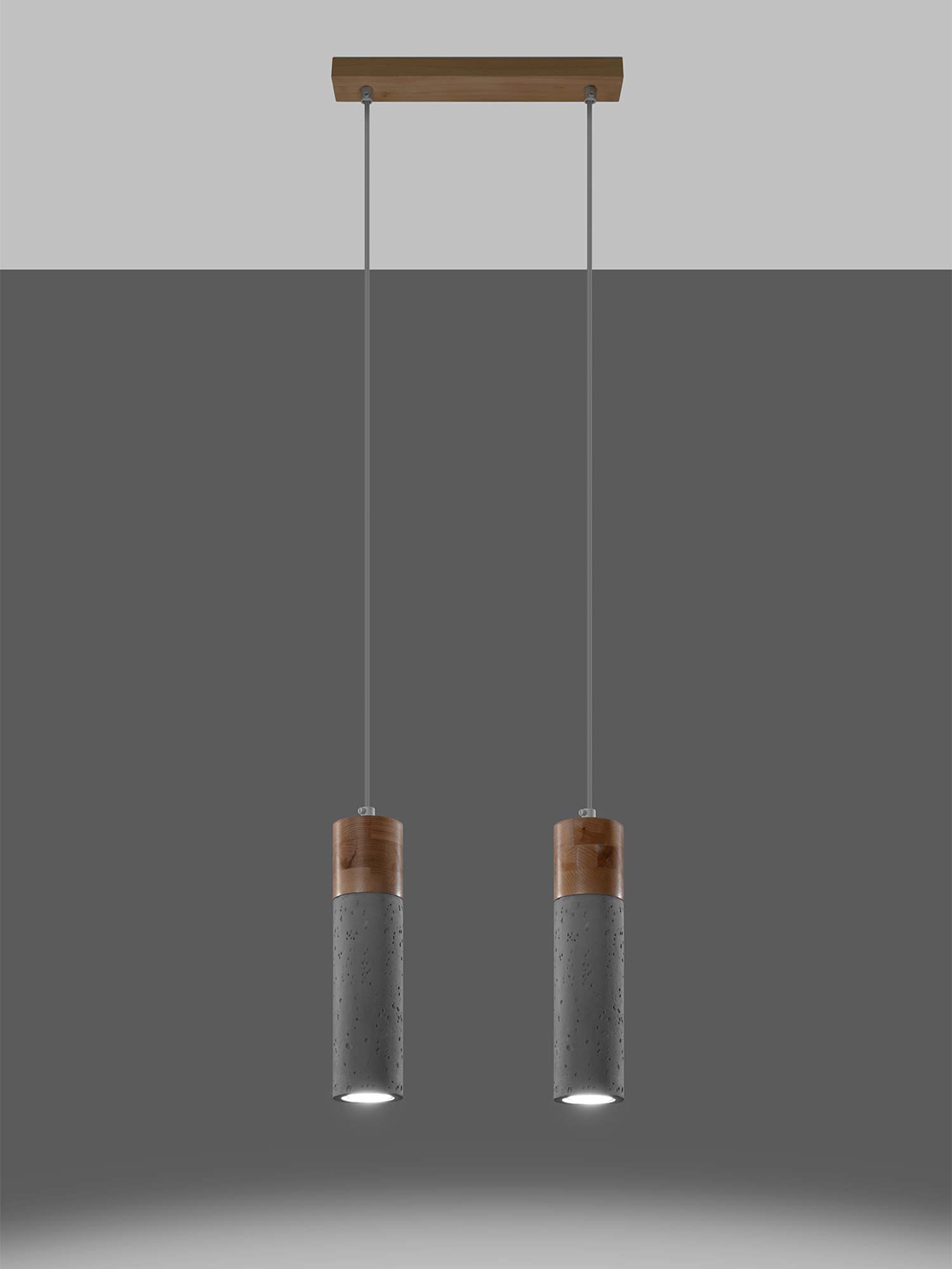 Klosze lampy wiszącej wykonane z szarego betonu i naturalnego korka Klosze lampy wiszącej wykonane z szarego betonu i naturalnego korka