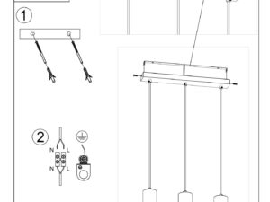 Miniatura 8 - Montážní schéma závěsné lampy se třemi body světla