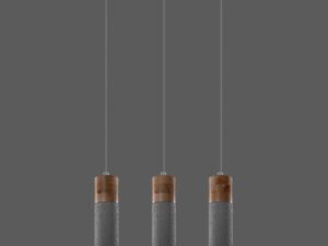 Miniatura 3 - Závěsná lampa se třemi cylindrycznymi stínidly z betonu a korka