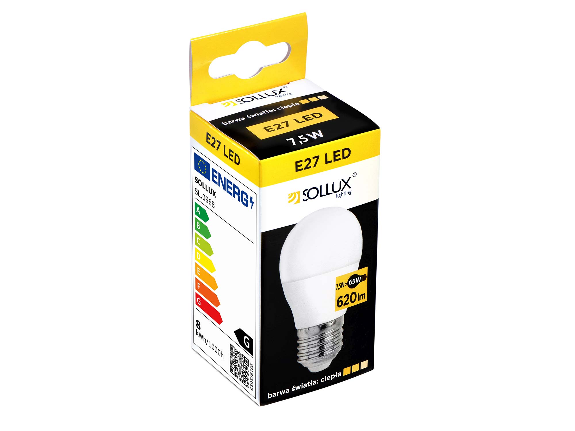 Pudełko E27 LED 9W Solux z etykietą energooszczędności