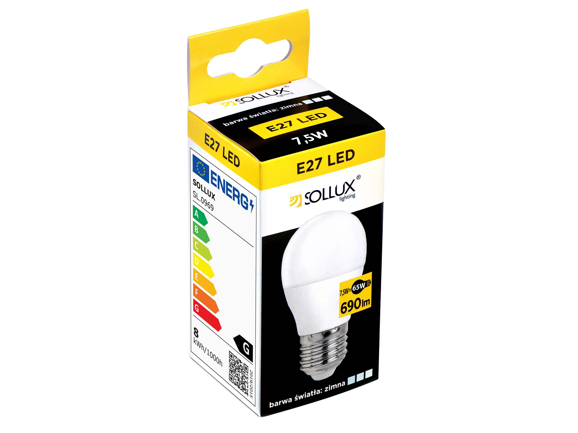 Pudełko żarówki E27 LED Solux – moc 8W, barwa ciepła