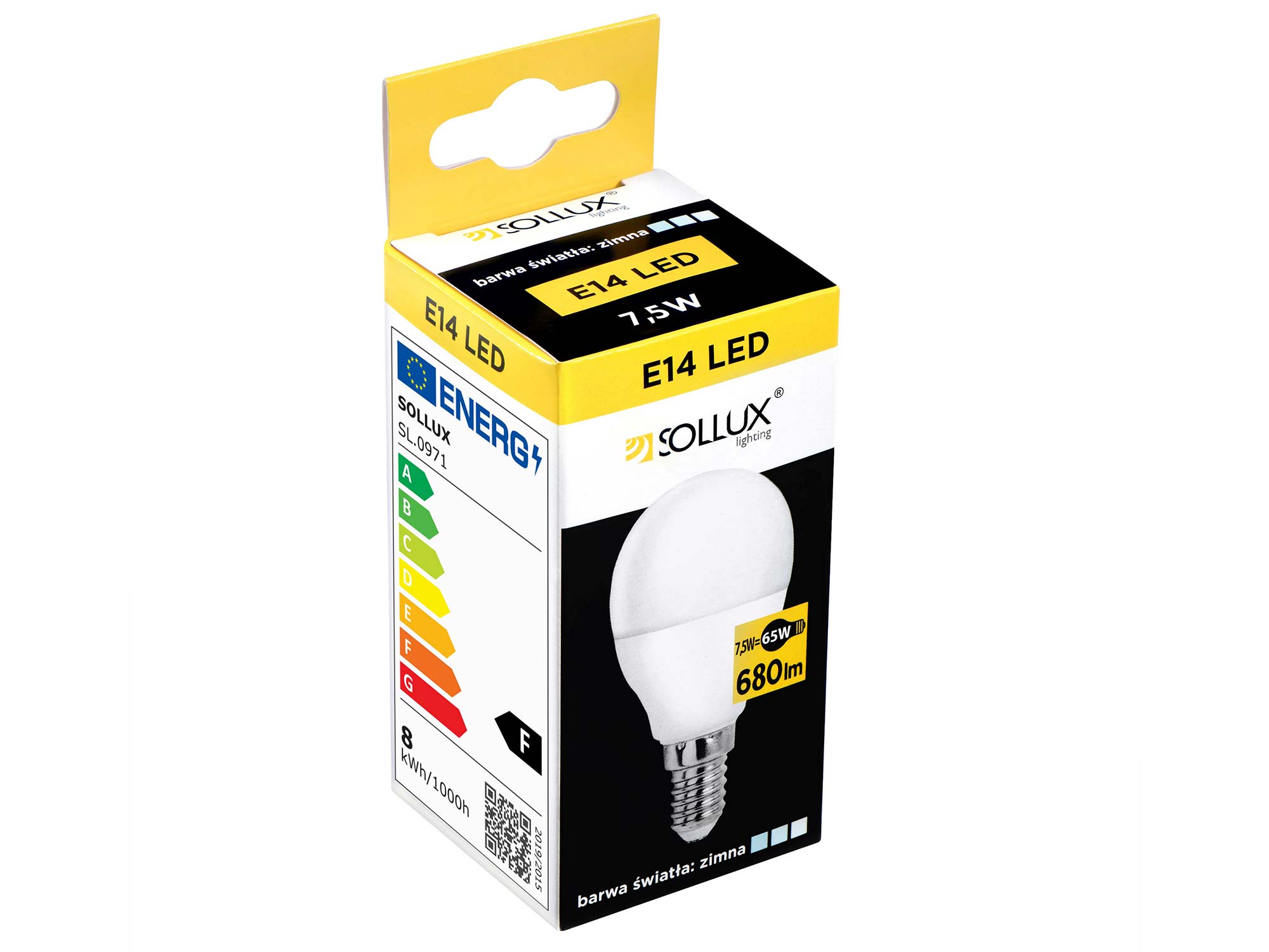 Opakowanie żarówki LED E14 Solux – mleczna kula 6W