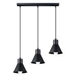 Miniaturbild 9 - Schwarze LED-Leuchte mit drei kegelförmigen Schirmen auf weißem Hintergrund