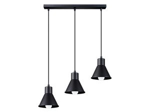 Miniatúra 9 - Čierna LED lampa s tromi kužeľovitými tienidlami na bielom pozadí