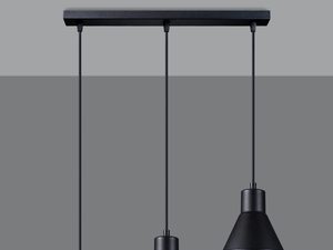 Miniatura 5 - Závěsné LED svítidlo se třemi černými stínidly v industriálním stylu