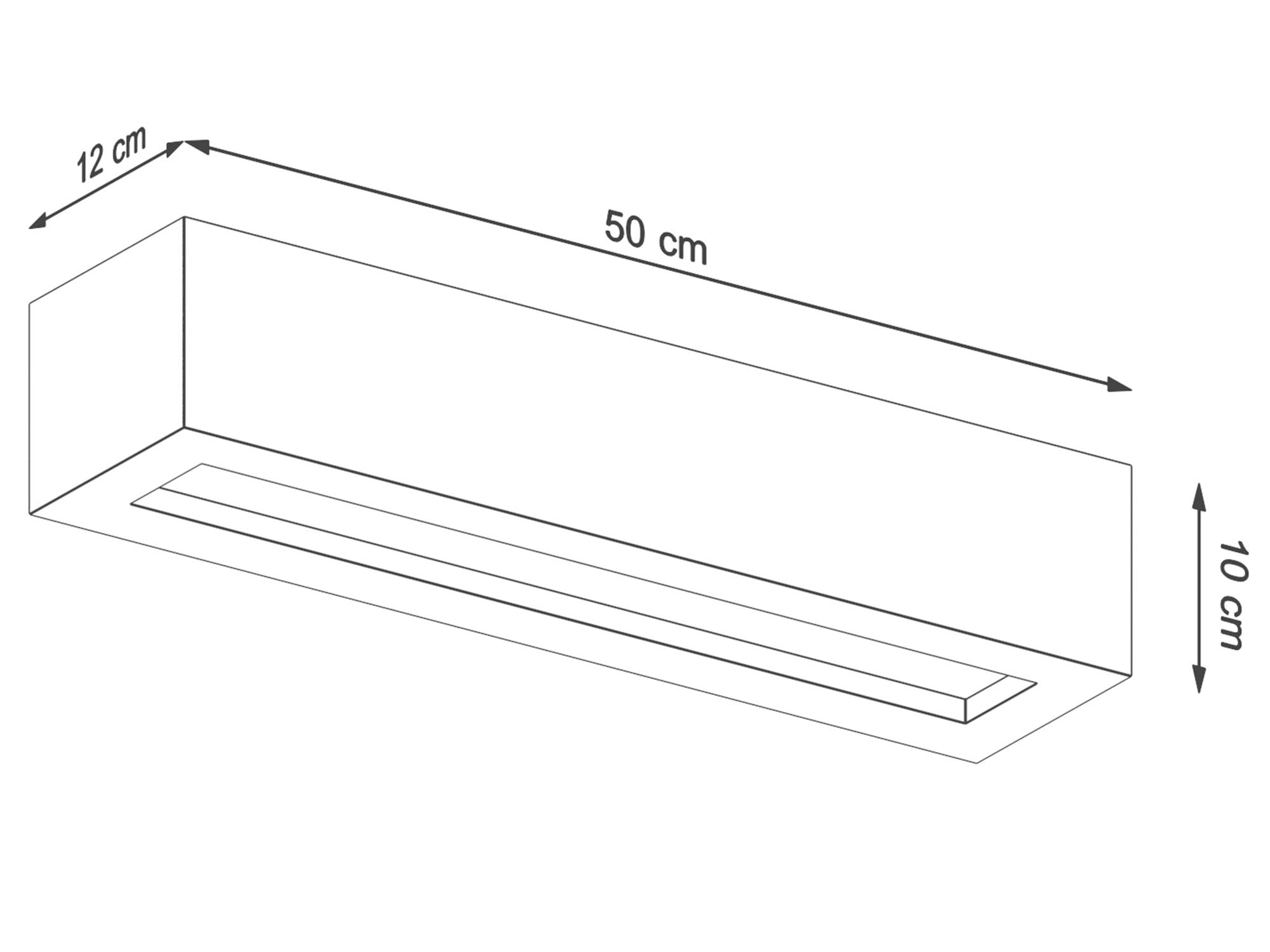 Techniczny szkic lampy o długości 50 cm Techniczny szkic lampy o długości 50 cm