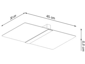Miniaturka 6 - Szkic techniczny lampy o szerokości 45 cm z centralnym paskiem