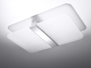 Miniaturka 1 - Biała lampa kwadratowa z metalicznym paskiem na środku