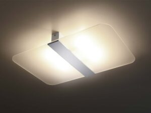 Miniaturka 2 - Płaska lampa sufitowa z ciepłym światłem LED w ciemnym wnętrzu