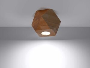 Miniatura 2 - Dřevěná LED lampa o geometrycznym tvaru zamontowana u suficie