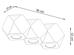 Miniatura 7 - Technický výkres trojité lampy LED z těly svítidel 12x12 cm