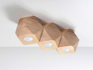 Miniatura 2 - Dřevěná trojitá LED lampa s bílými těly svítidel