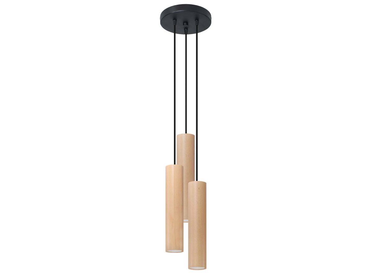 Elegante Pendelleuchte Naturholz 3-flammig 30 cm 20×20 cm LIRADIX 3P