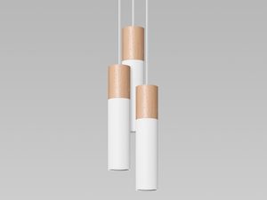 Miniatura 1 - Závěsná LED lampa se třemi bílými tubami a dřevěným povrchovou úpravou