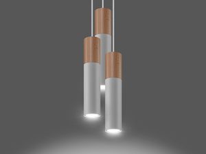 Miniatura 2 - Designová závěsná lampa s černo-dřevěnými LED tubusy