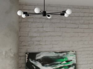 Miniatura 4 - Lustr ve stylu industriálním v obývacím pokoji z betonovou stěnou