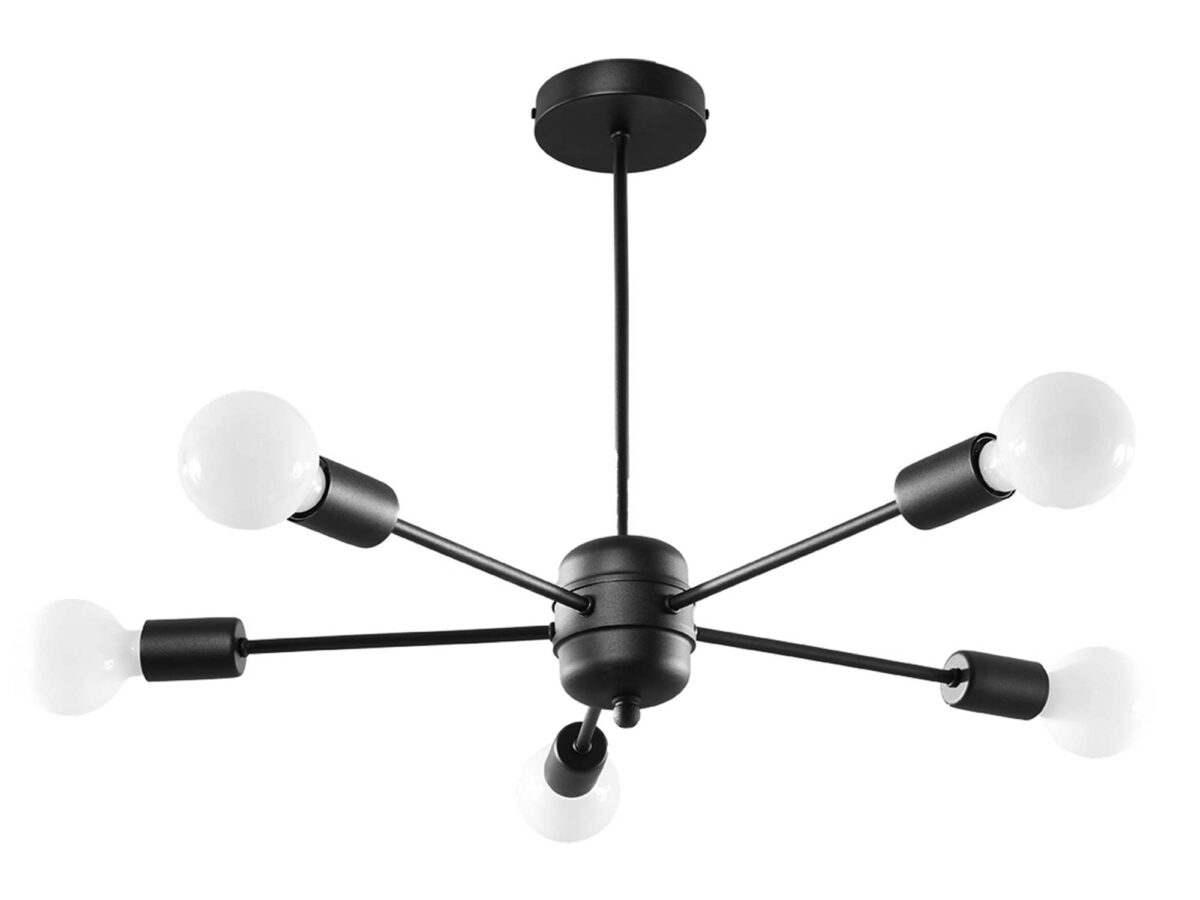 Industrielle 5-flammige Hängeleuchte aus schwarzem Stahl 66 cm LAGO 5
